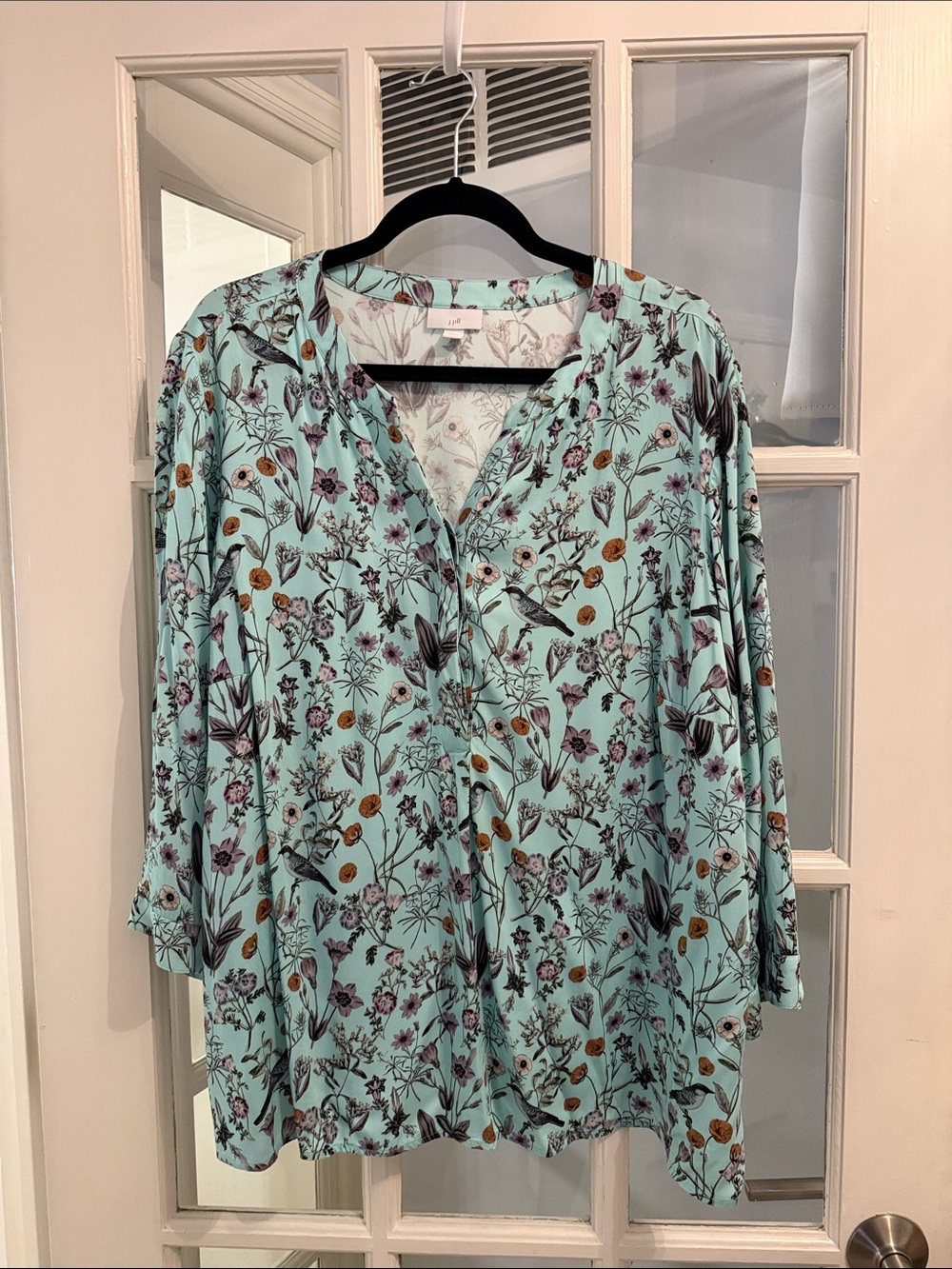 J Jill Floral V-Neck Top - Mint